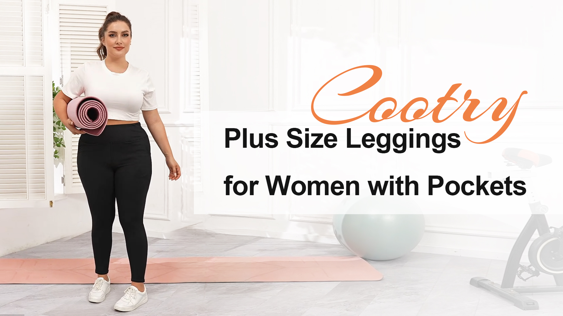 COOTRY Plus Size Leggings for Women with Pockets High Waist